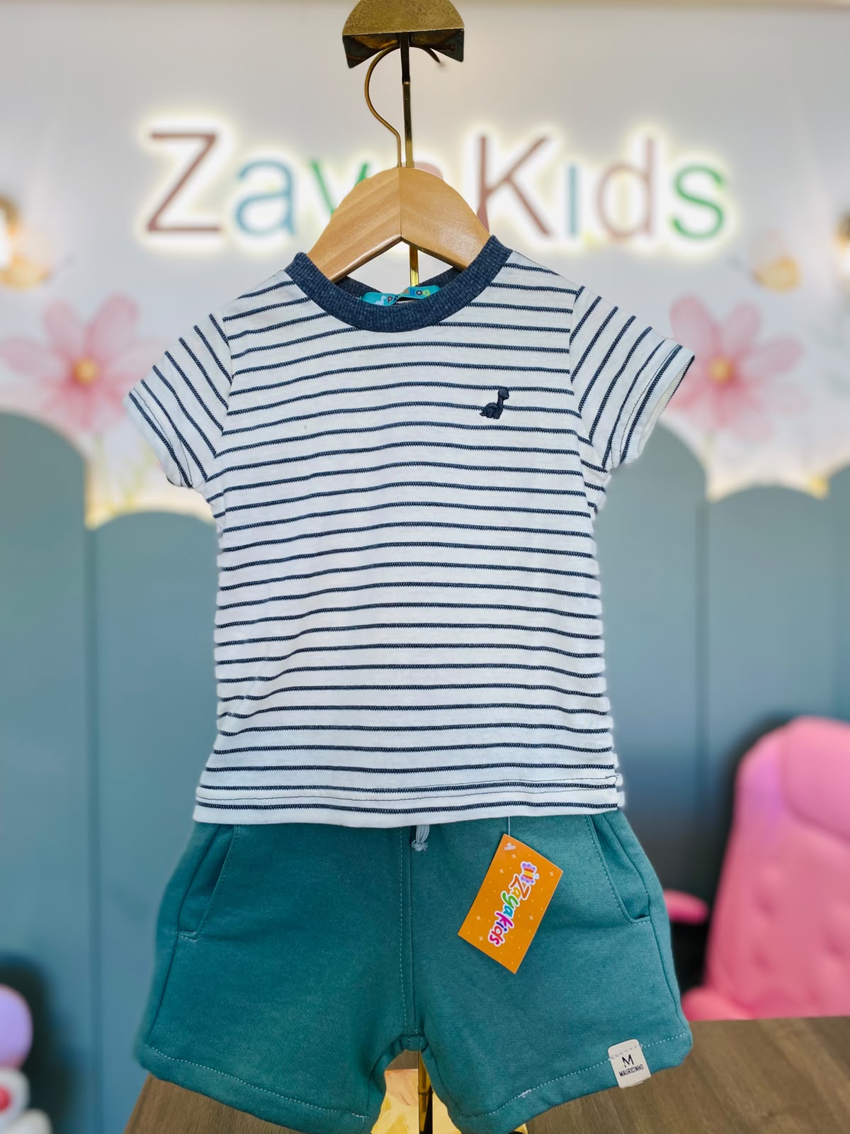 Conjunto Listrado e Short Verde