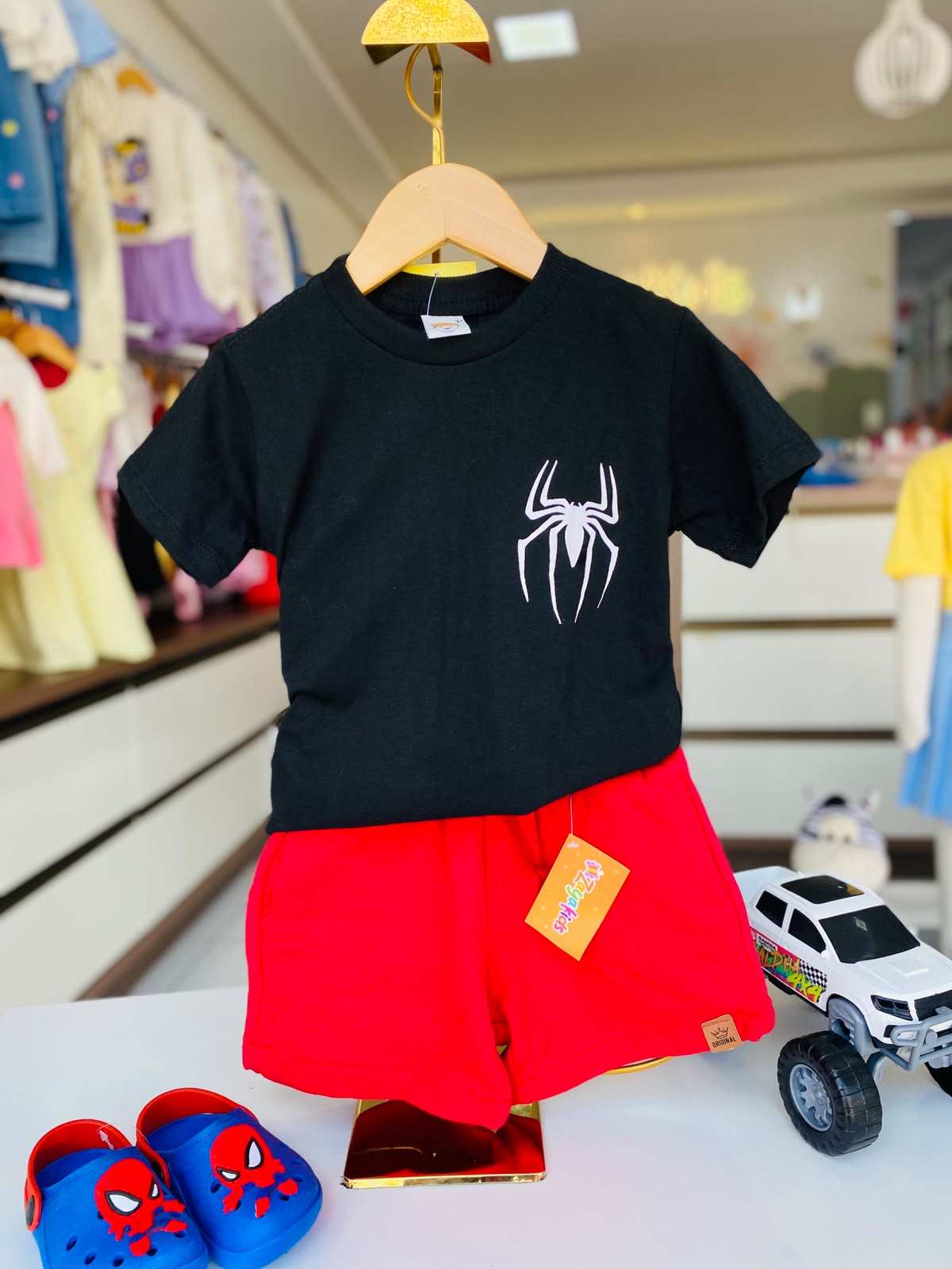 Conjunto Spider Preto e Vermelho