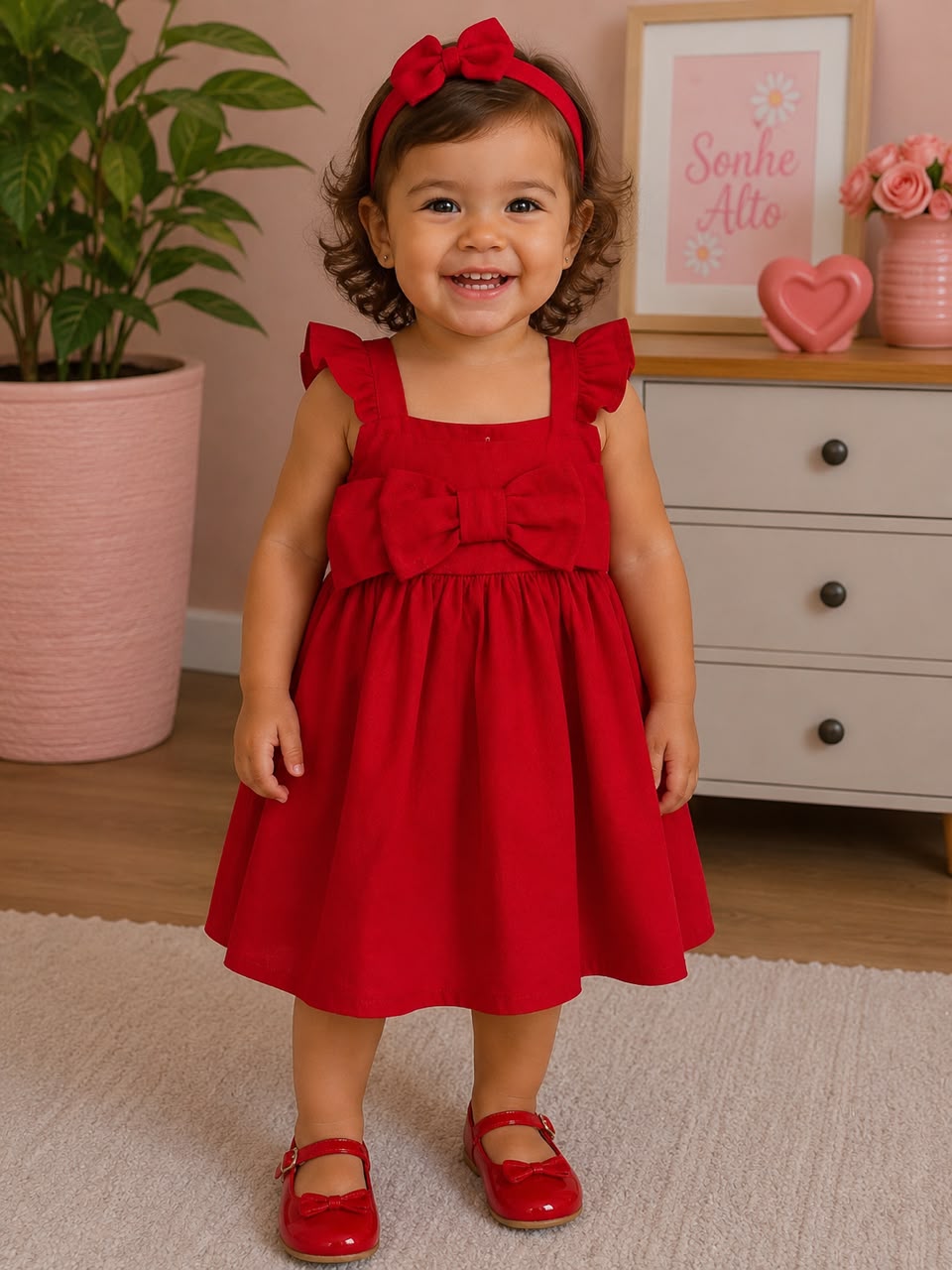 Vestido Vermelho com Laço