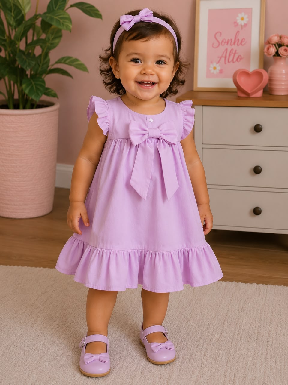 Vestido Lilás com Laço