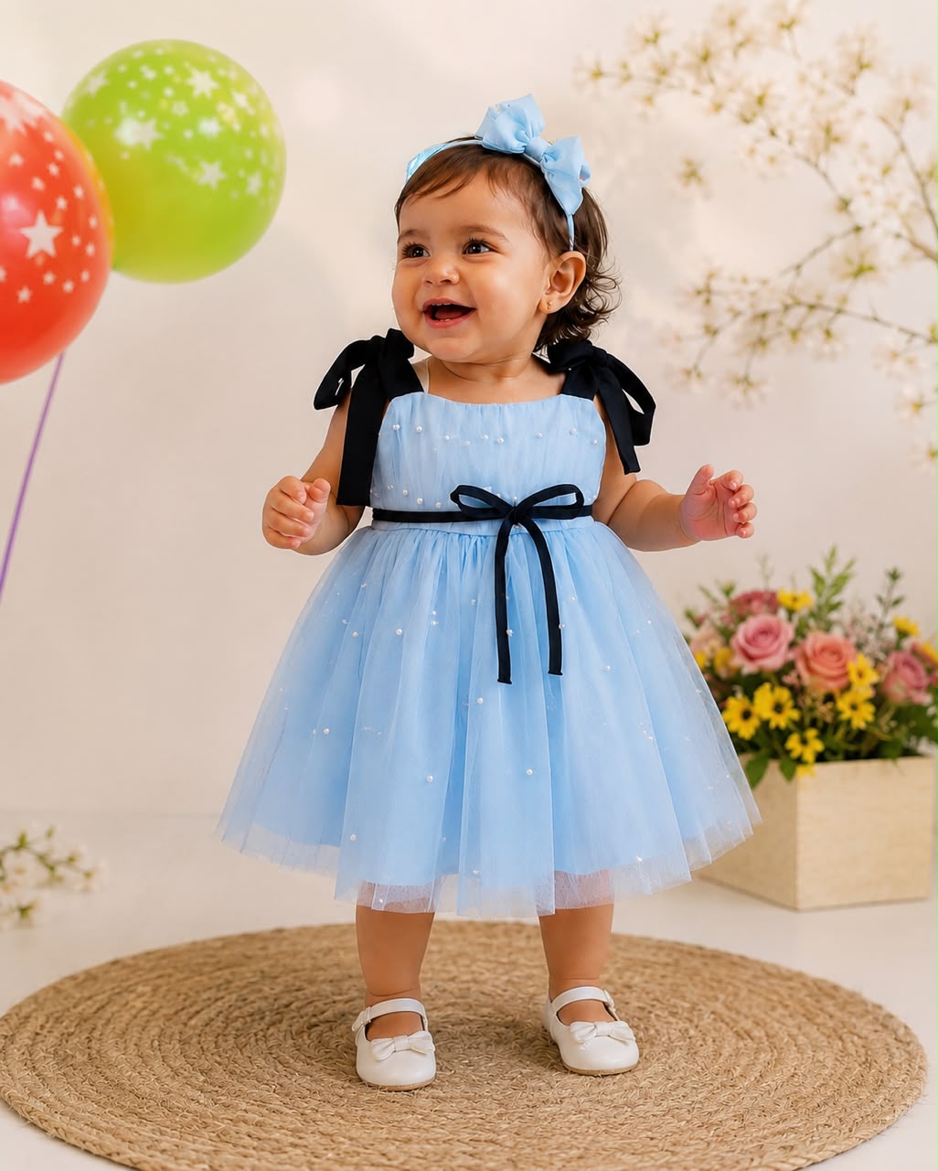 Vestido Frozen Azul com Laço