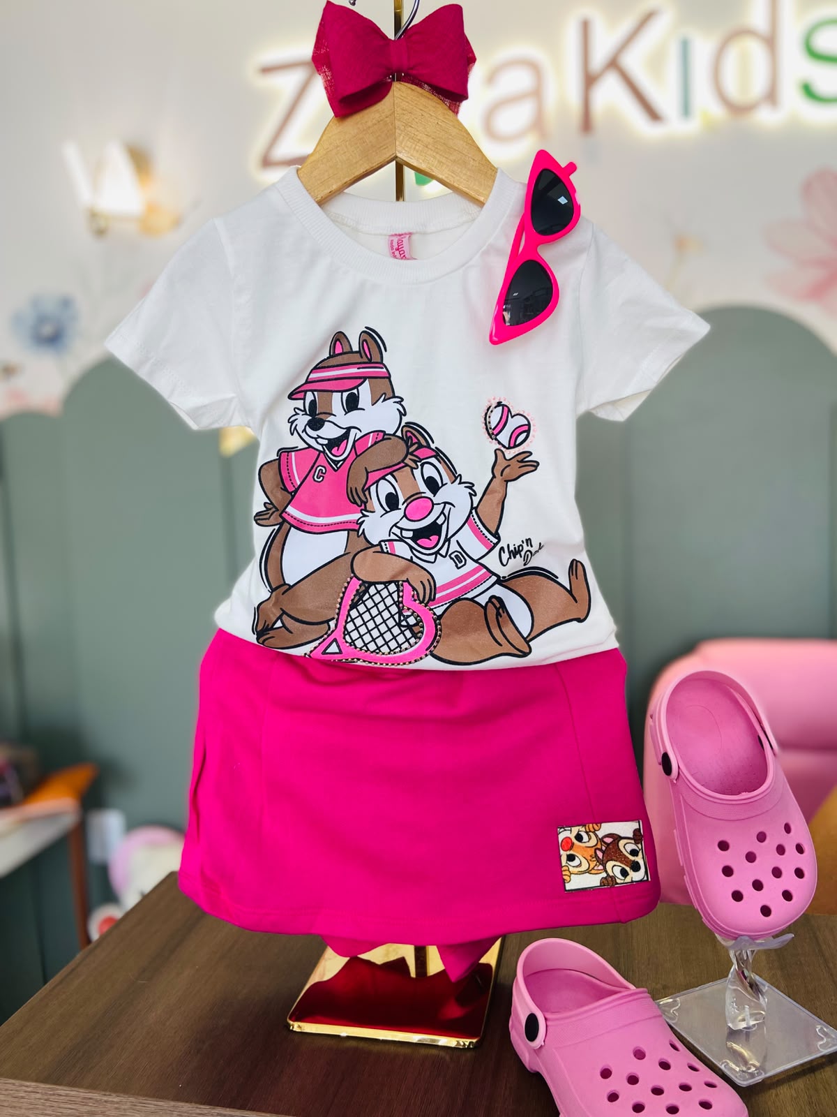 Conjunto Chip e Dale Pink