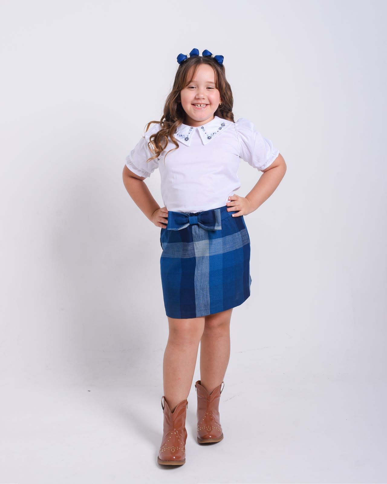 Vestido Estampado com Laço