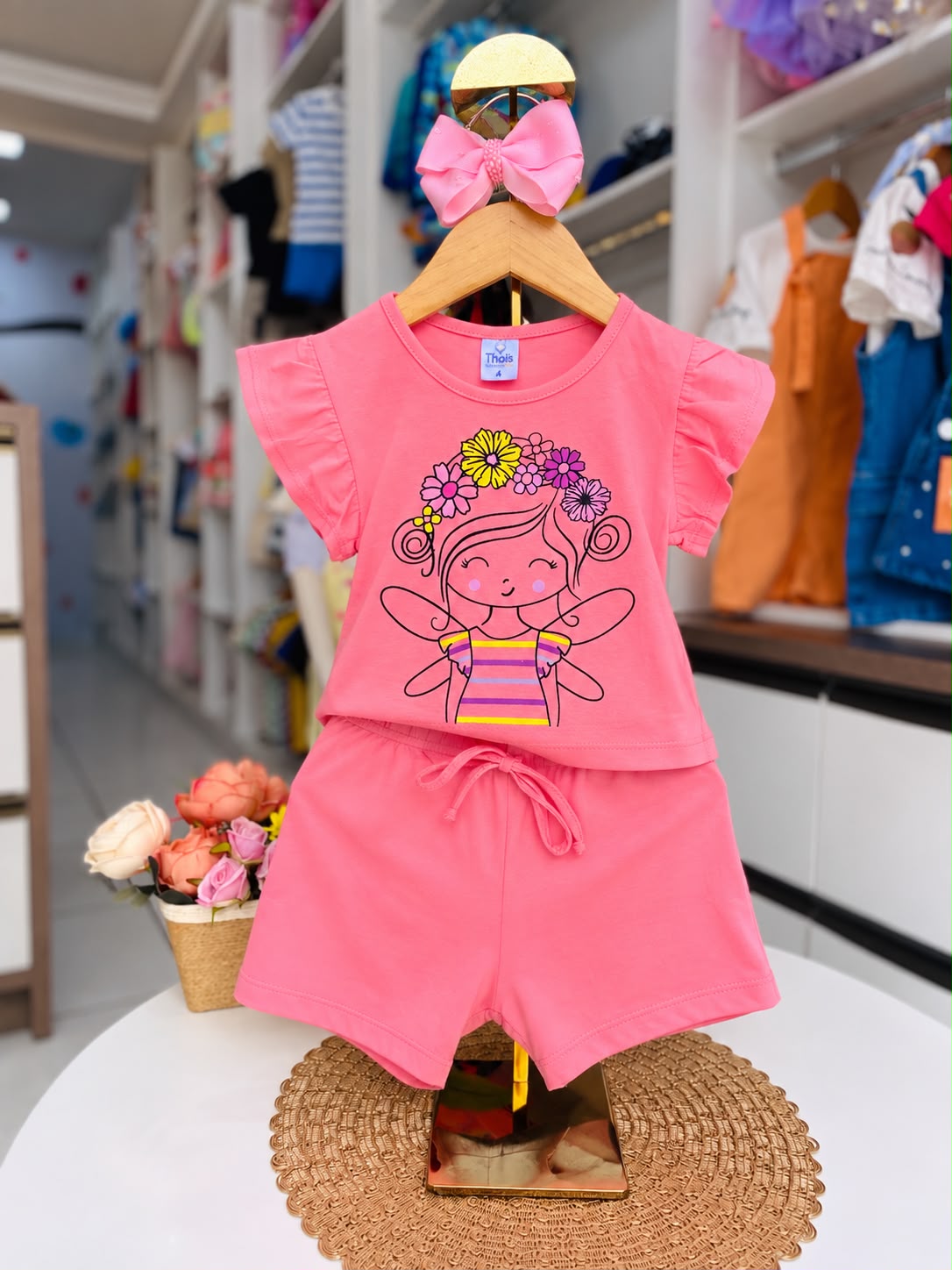 Conjunto Azul com Estampa de Borboleta