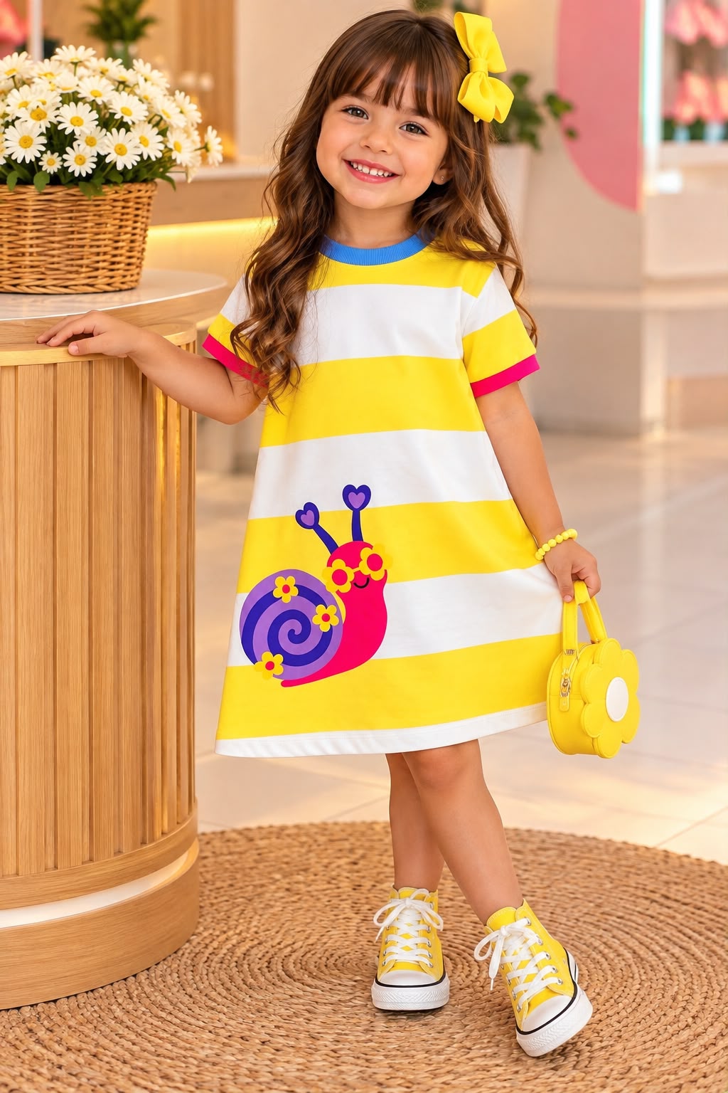 Vestido Colorido com Caracol