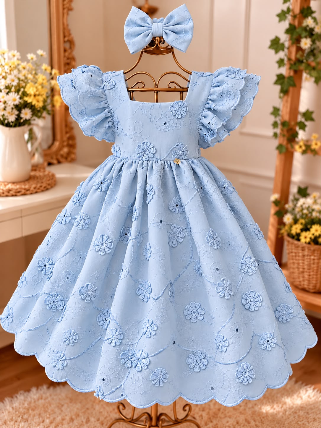 Vestido cambraia azul