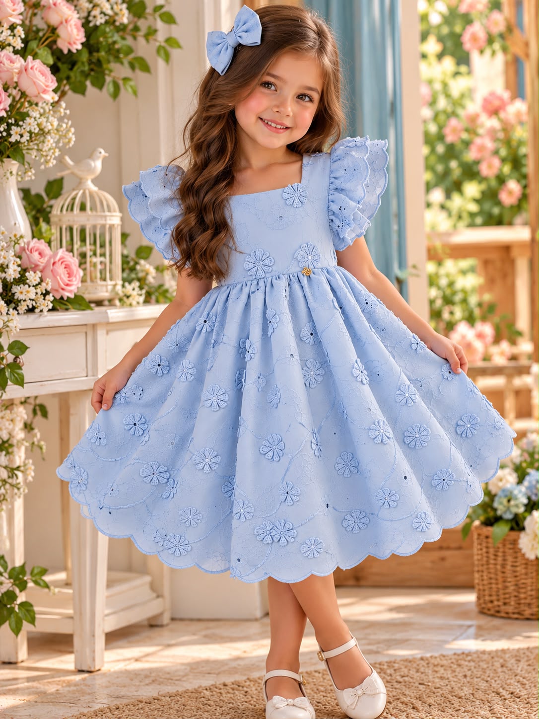 Vestido cambraia azul